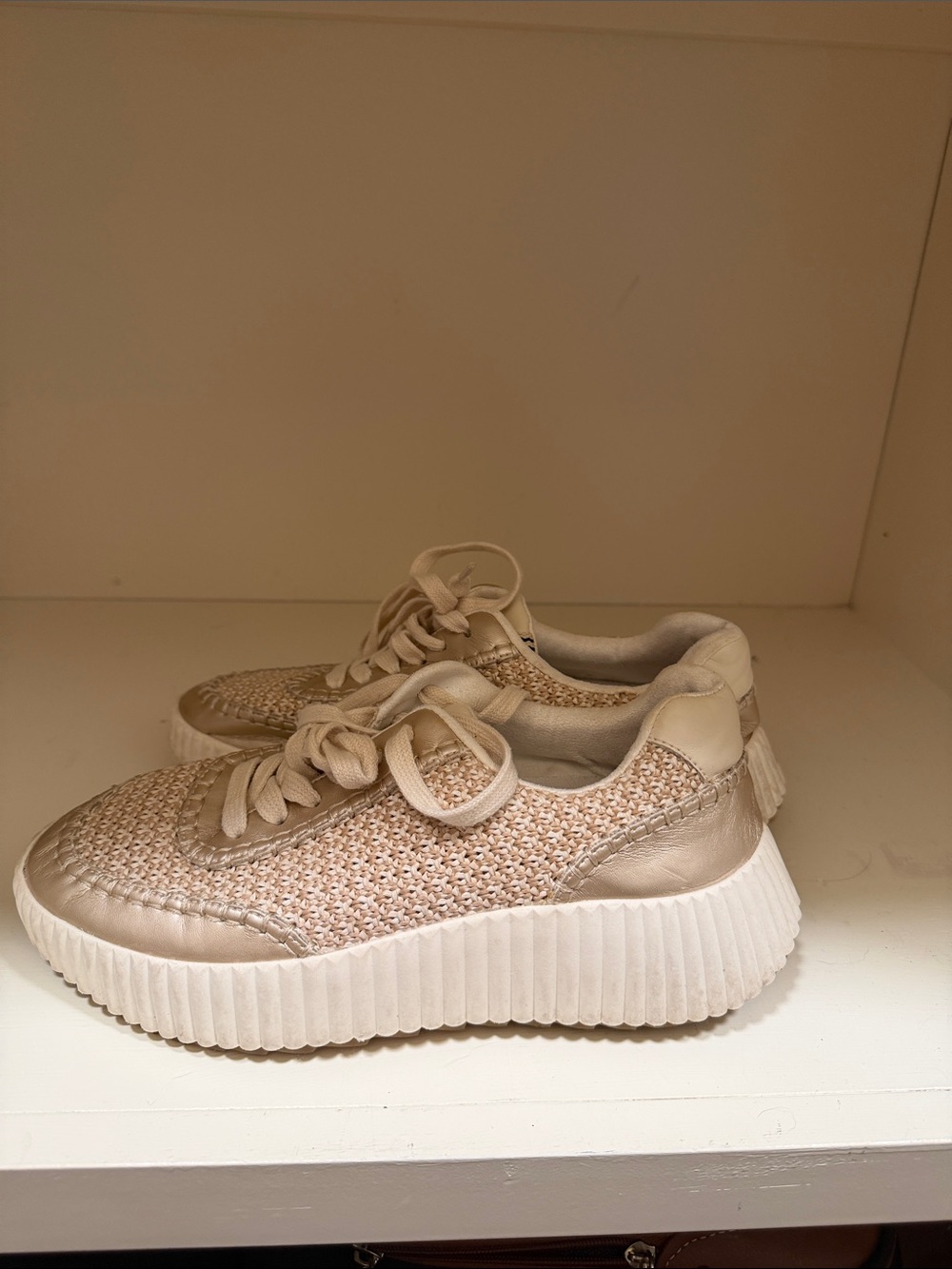 Gold & White Platform Sneakers